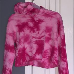 Cropped tie dye pink hoodie